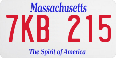 MA license plate 7KB215