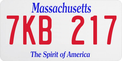 MA license plate 7KB217