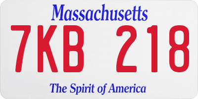 MA license plate 7KB218