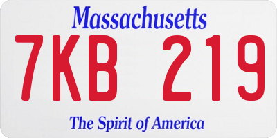 MA license plate 7KB219