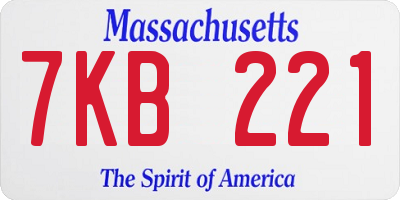 MA license plate 7KB221