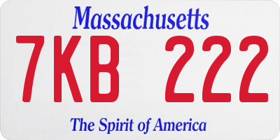 MA license plate 7KB222