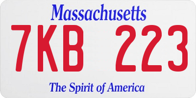 MA license plate 7KB223