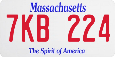 MA license plate 7KB224