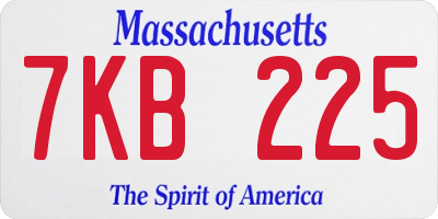 MA license plate 7KB225