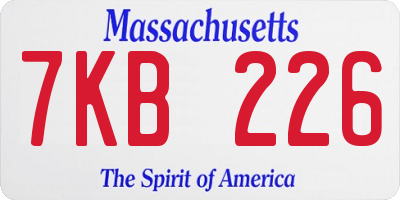 MA license plate 7KB226