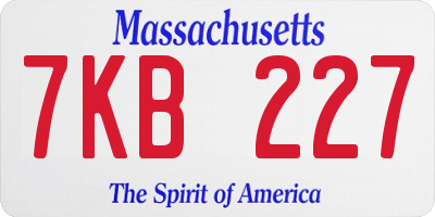 MA license plate 7KB227