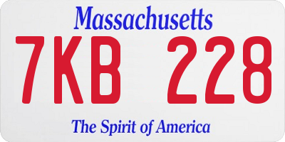 MA license plate 7KB228