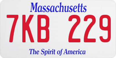 MA license plate 7KB229