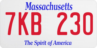 MA license plate 7KB230
