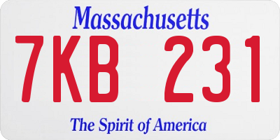 MA license plate 7KB231