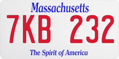 MA license plate 7KB232