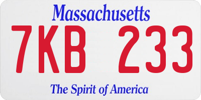 MA license plate 7KB233