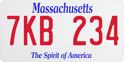 MA license plate 7KB234
