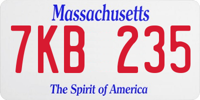 MA license plate 7KB235