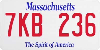 MA license plate 7KB236
