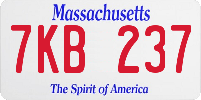 MA license plate 7KB237