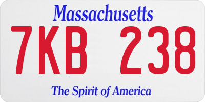 MA license plate 7KB238