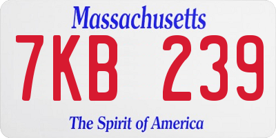 MA license plate 7KB239