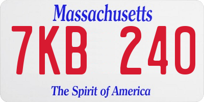 MA license plate 7KB240