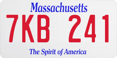 MA license plate 7KB241