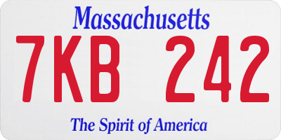 MA license plate 7KB242