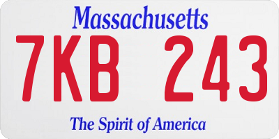 MA license plate 7KB243