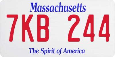 MA license plate 7KB244
