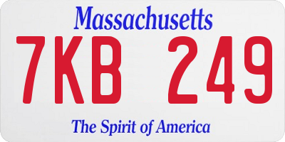 MA license plate 7KB249