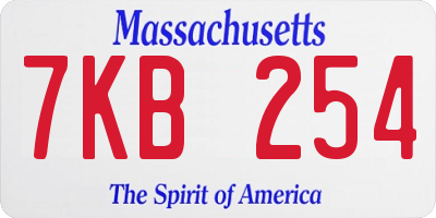 MA license plate 7KB254