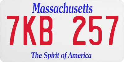 MA license plate 7KB257
