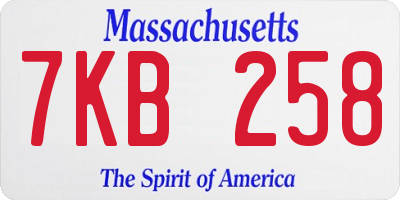 MA license plate 7KB258