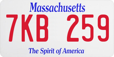 MA license plate 7KB259
