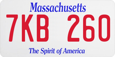 MA license plate 7KB260