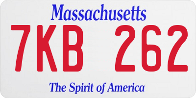MA license plate 7KB262