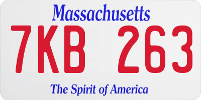 MA license plate 7KB263