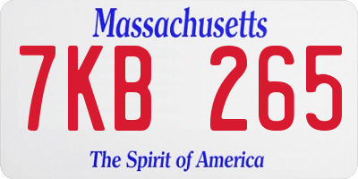 MA license plate 7KB265