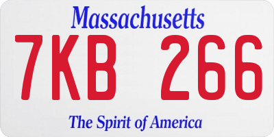 MA license plate 7KB266