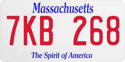 MA license plate 7KB268
