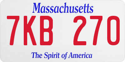 MA license plate 7KB270