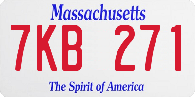 MA license plate 7KB271