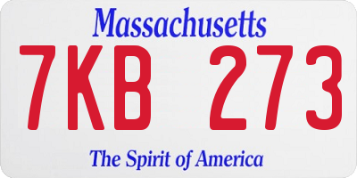 MA license plate 7KB273