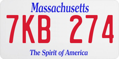 MA license plate 7KB274