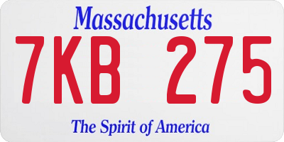 MA license plate 7KB275