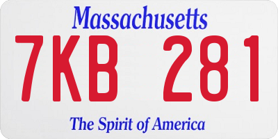 MA license plate 7KB281