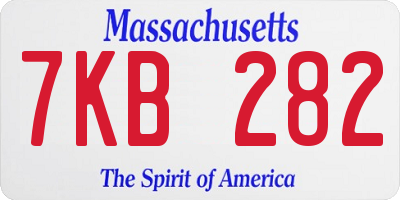 MA license plate 7KB282