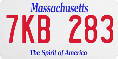 MA license plate 7KB283