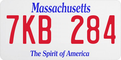 MA license plate 7KB284