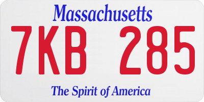 MA license plate 7KB285