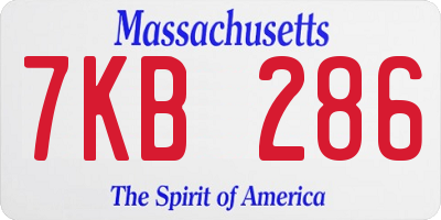 MA license plate 7KB286